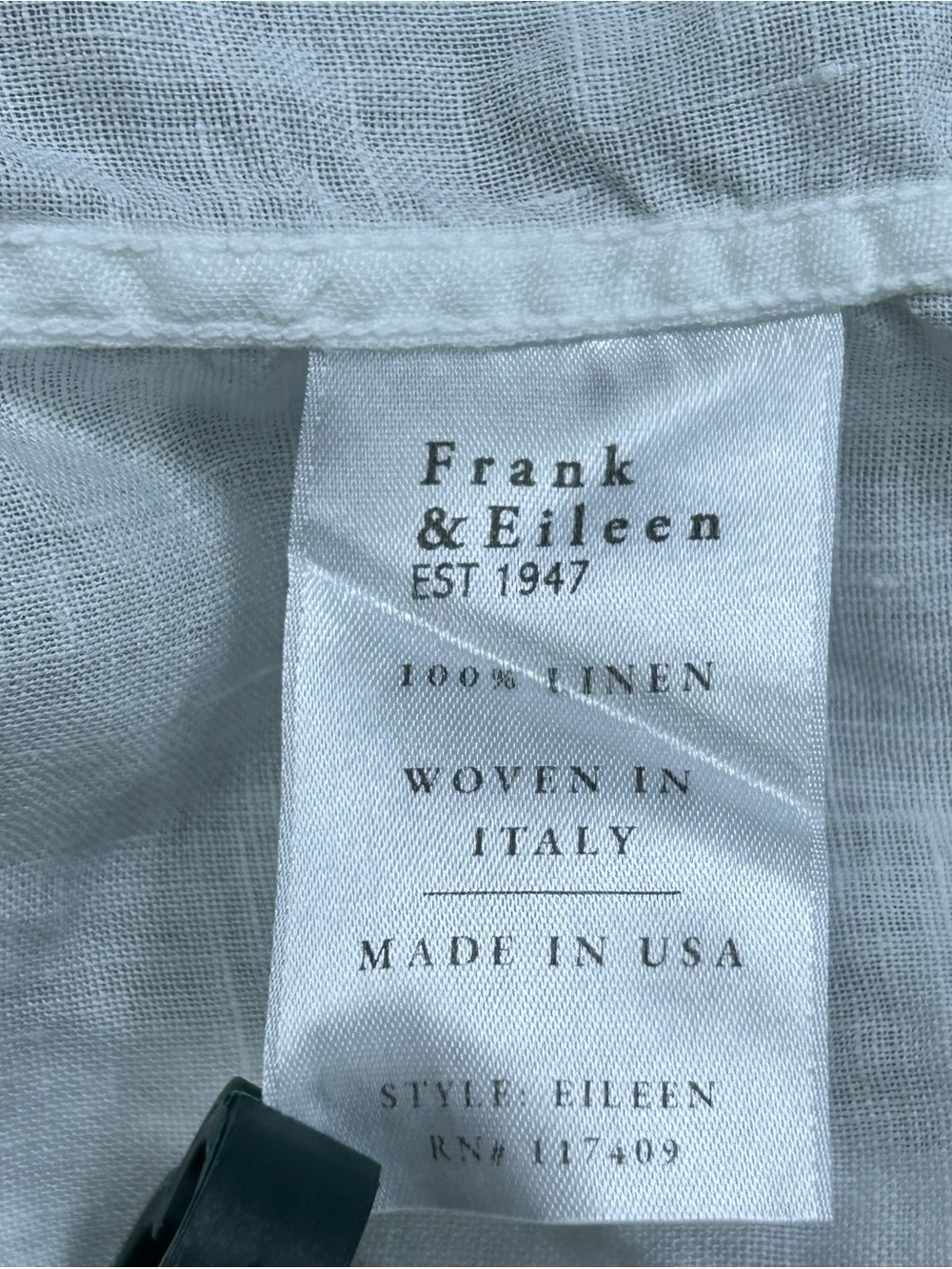 Frank & Eileen 100% Linen Button Up White Eileen Shirt Size S Costal Resort - Picture 15 of 16